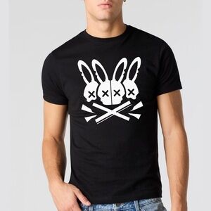 NWT Rabbit Skull Crossbones Graphic T-Shirt – Slim Fit Crewneck – Black